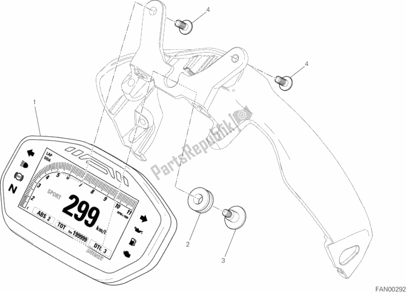 Tutte le parti per il Pannello Degli Strumenti del Ducati Monster 1200 R USA 2019